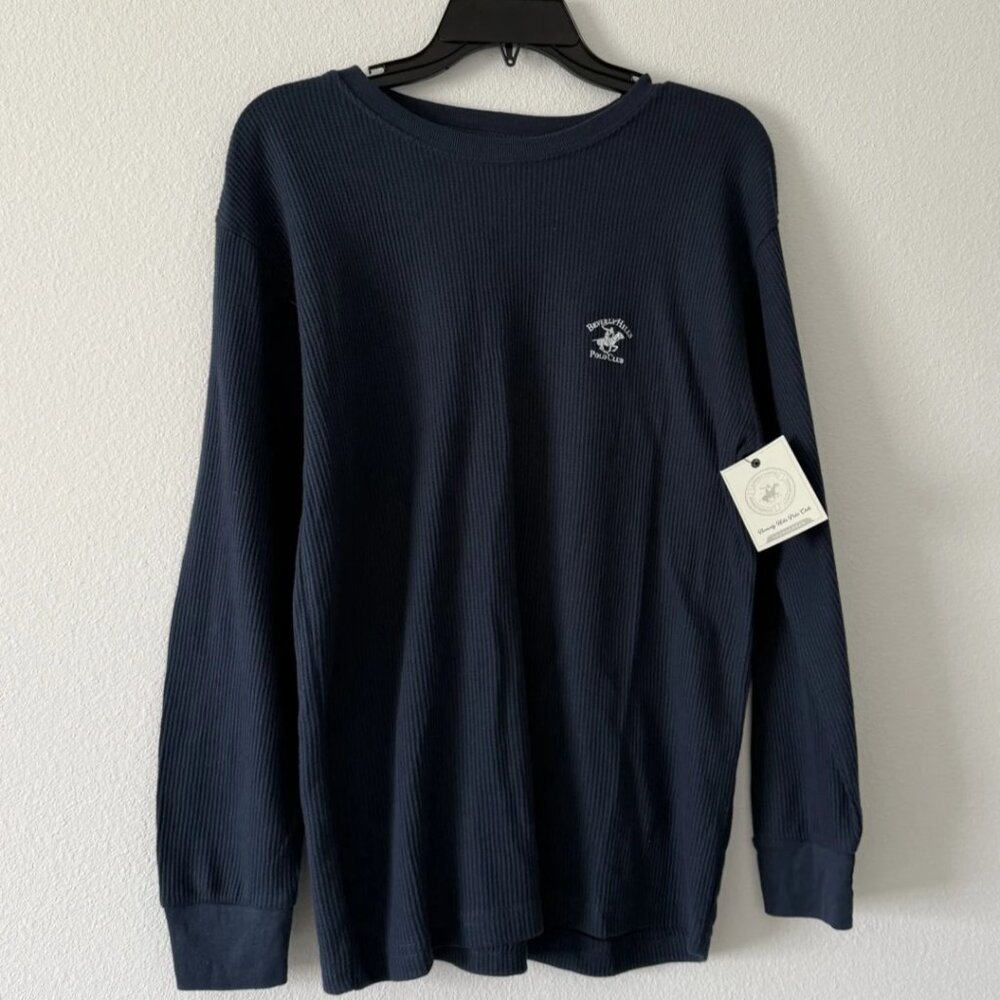 Beverly Hills Polo Club Men's Navy Waffle Knit Thermal Shirt Small NWT
